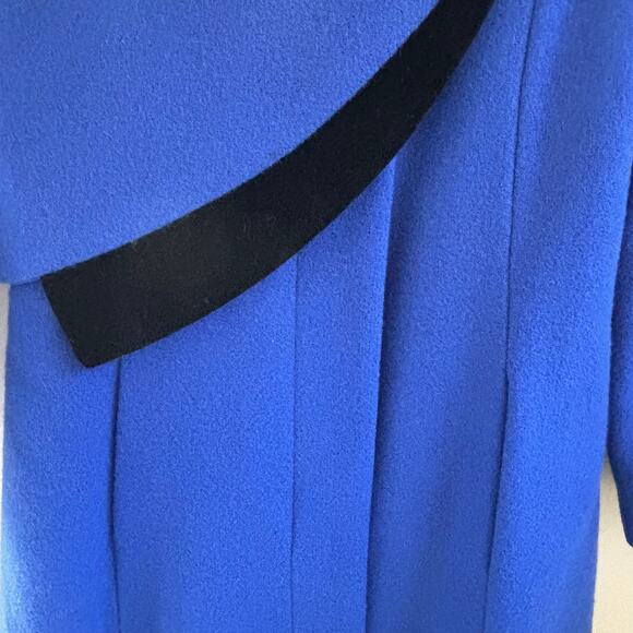 Vintage Rothschild Girl's Wool Blend Long Coat Velvet Trim Royal Blue Size 8 - Picture 5 of 11